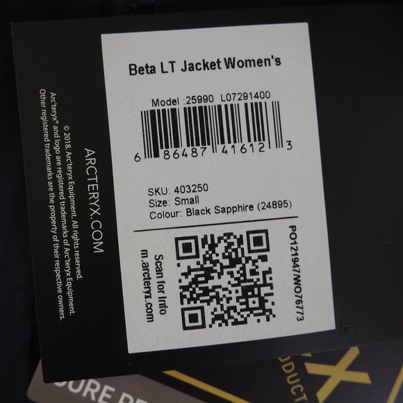 Arc'teryx Women's Beta LT Jacket Hoody Gore-Tex Pro Lightweight Black Sapphire S - Picture 10 of 10